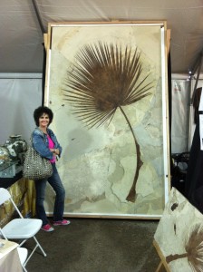 Sharon with a large fossilized palm