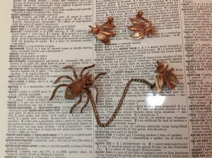 Victorian Spider and Fly Chatelaine and Earrings