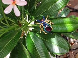 Vintage Czech Rhinestone Spider Brooch