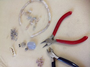 Supplies for making a Spider brooch